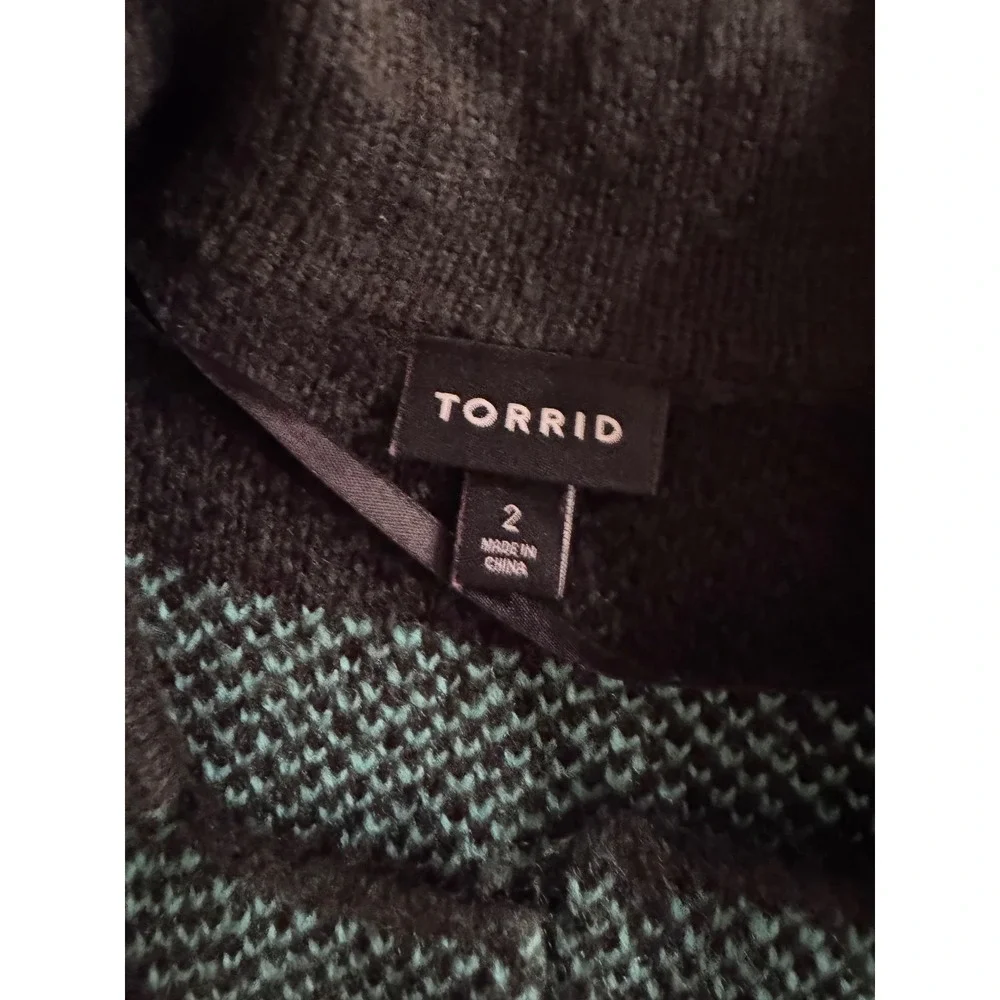 Torrid Striped Cardigan Sweater Coat Women Size 2 Multi Color‎  Pockets X2
